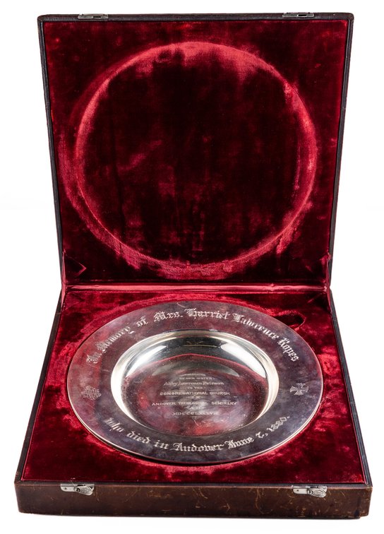 Lot (2) sterling silver communion plates w/storage case