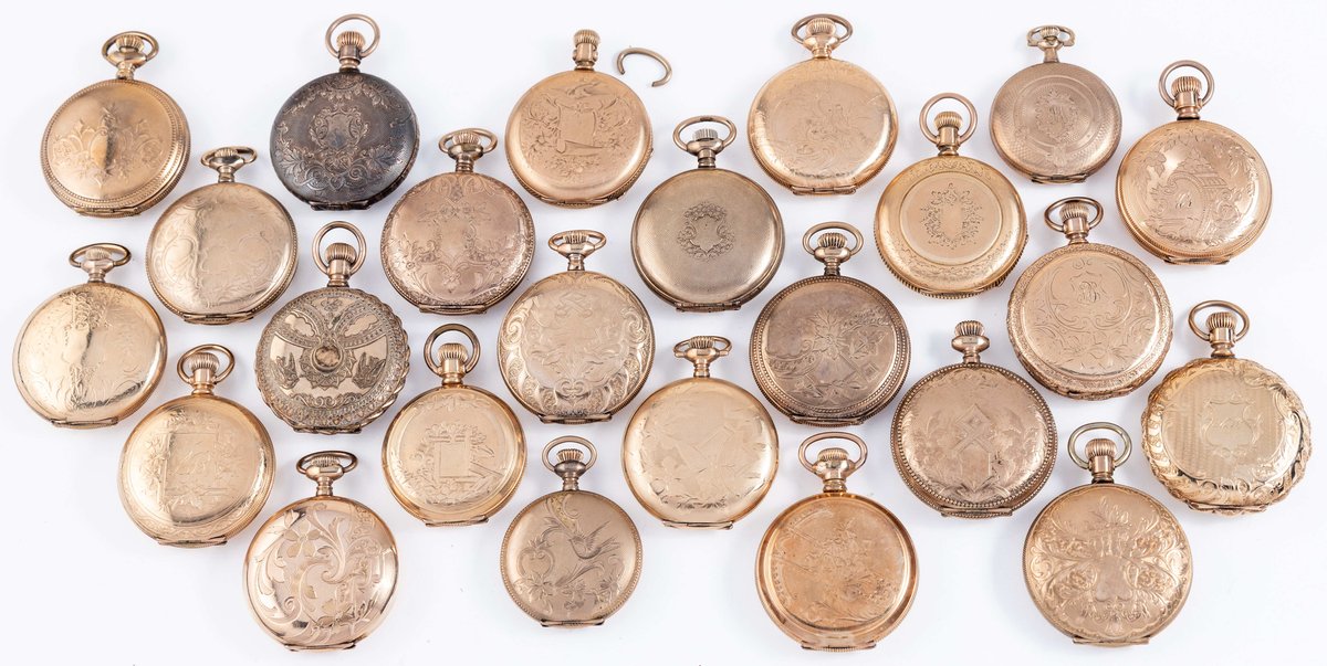 LPW lot (24) Pendant watches, gold-filled HC, nine run