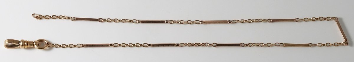 14K yellow gold Art Deco watch chain
