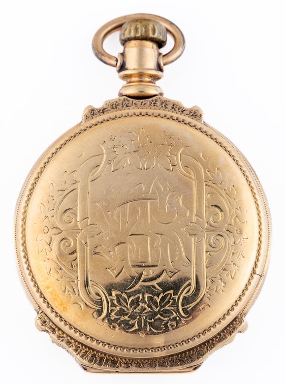 Elgin, pendant watch, 8S, 17K box hinge HC