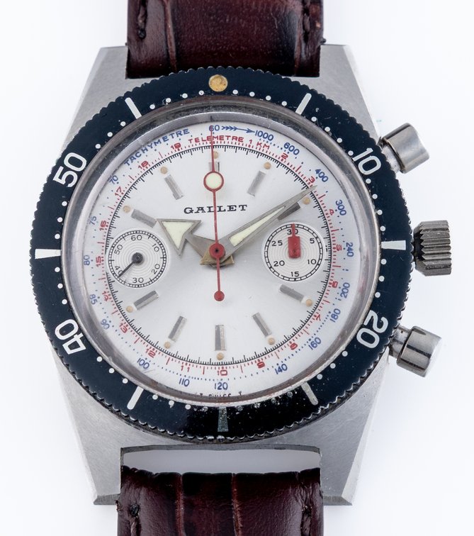 Hodgepodge Chronograph w/Wakmann mvt and Gallet dial, manual wind