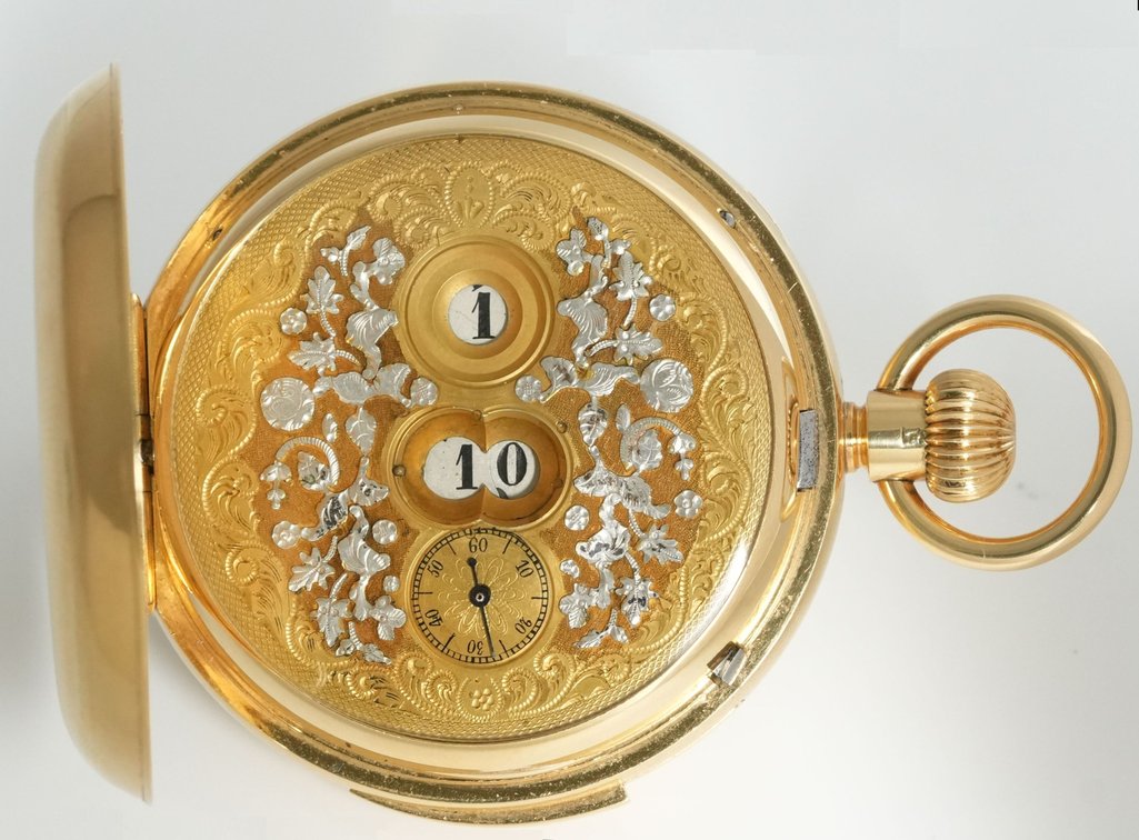 P Orr & Sons, minute repeater w/digital jump hour and minutes, heavy 18K HC