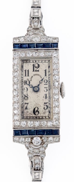 Lady's Concord diamond & sapphire cocktail watch, manual wind in platinum