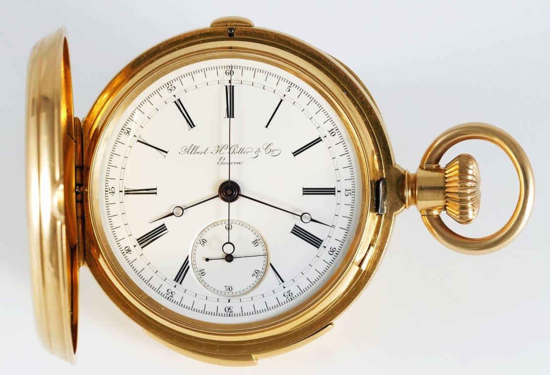 Albert H Potter, minute repeater w/chronograph, heavy 18K HC