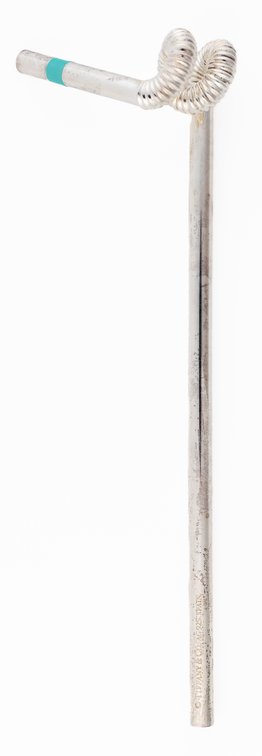 Tiffany & Co sterling silver swizzle stick w/blue enamel accents & box