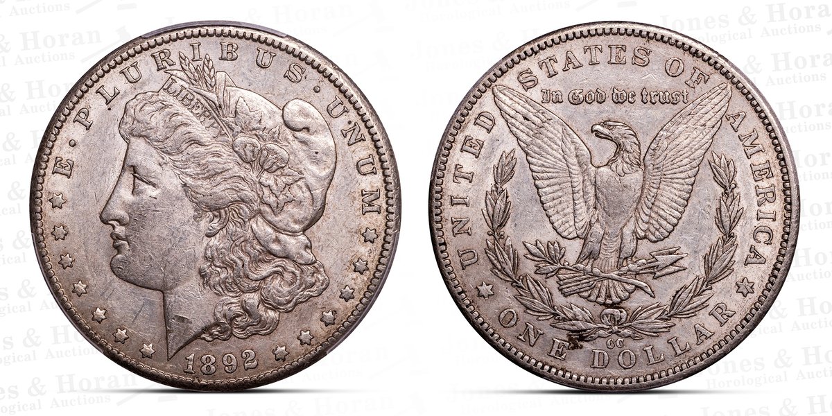 Morgan Silver Dollar, 1892-CC, PCGS AU53 w/CAC