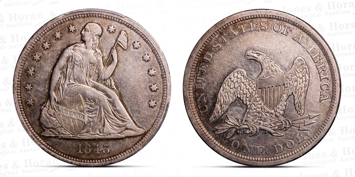 Liberty Seated Silver Dollar, 1843, PCGS AU50