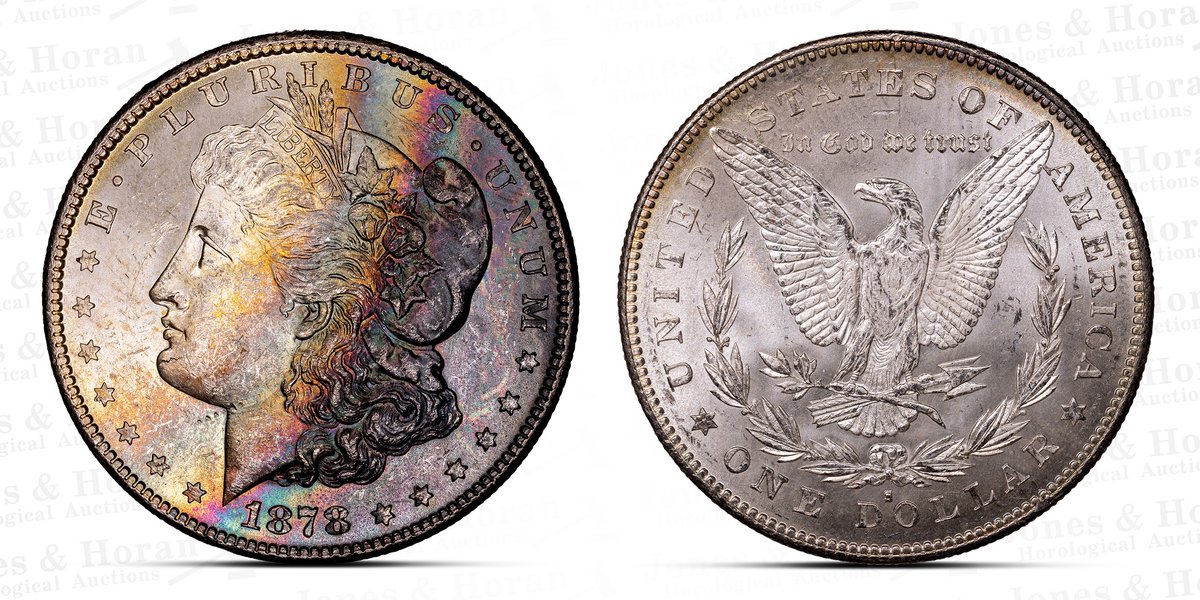 Morgan Silver Dollar, 1878-S w/color, CAC MS62