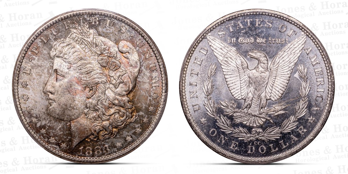 Morgan Silver Dollar, 1883-CC w/color, PCGS MS65