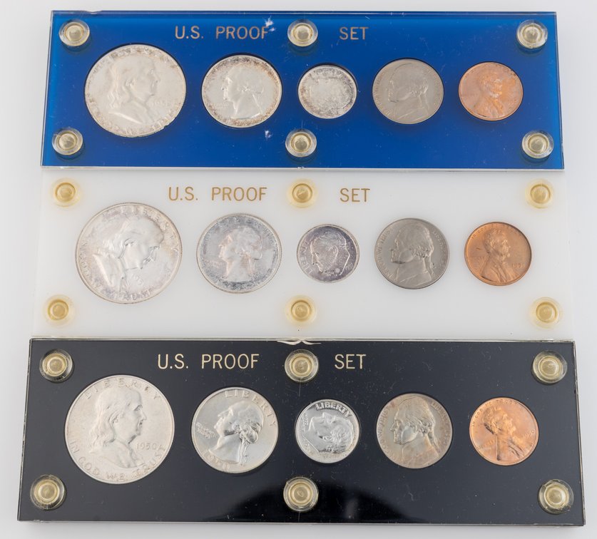 US Proof Set lot (3) 1950, 1951 & 1952