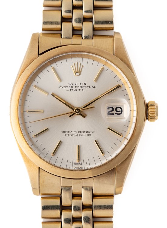 Rolex Oyster Perpetual Date, ref 1500 in 14K w/B&P