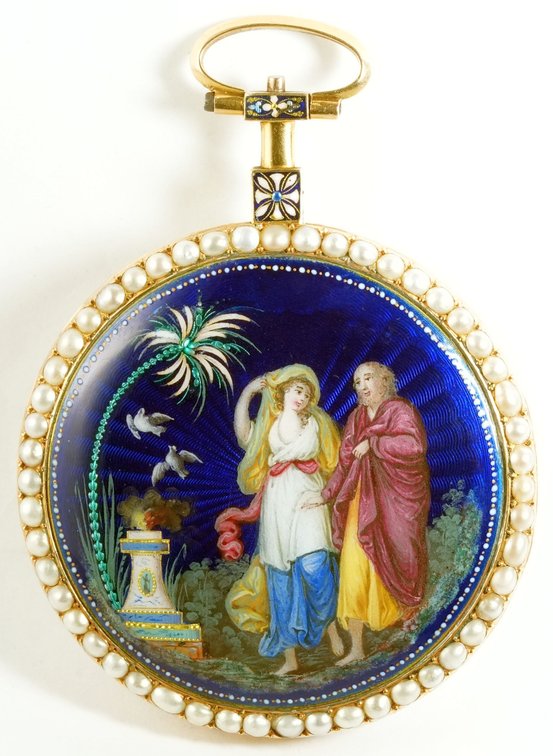 Leonard, 16K verge fusee w/exquisite polychrome enamel, 50mm