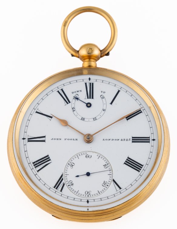 John Poole, spring detent pocket chronometer w/helical hairspring, 18K