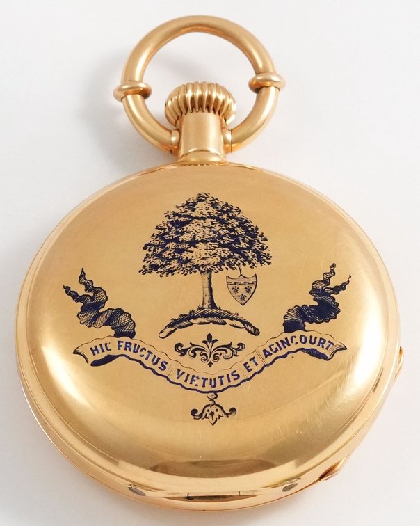 Jules Jürgensen, very heavy 18K HC w/notable enameled heraldry, 51mm