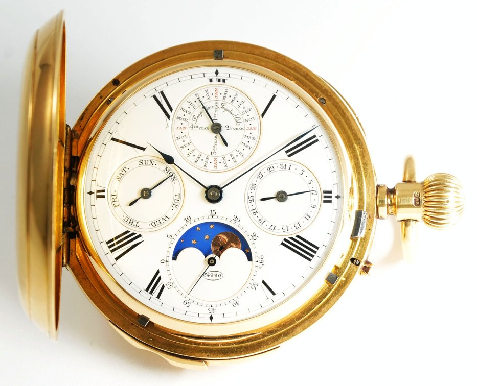 John Bennett, quarter repeater perpetual calendar w/moonphase, heavy 18K