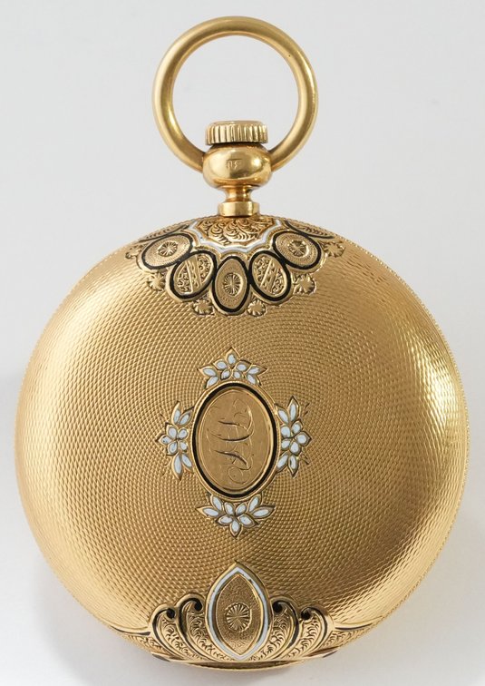 Waltham, beautiful 18K HC pendant watch w/enamel, Civil War era