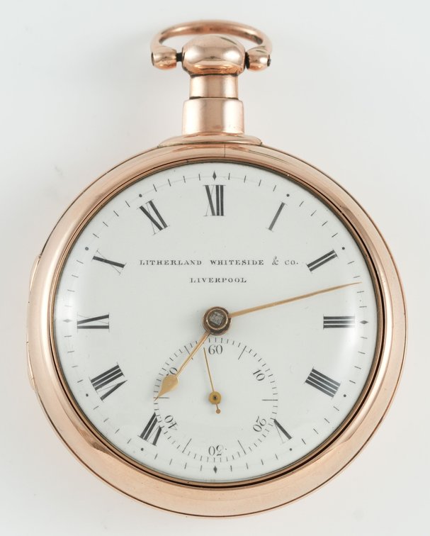 Litherland Whiteside & Co, heavy 17-18K rose gold lever fusee, 53mm