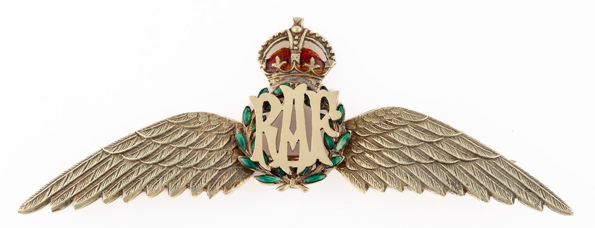 Royal Air Force enamel & 15K yellow gold sweetheart pin by Asprey w/original box