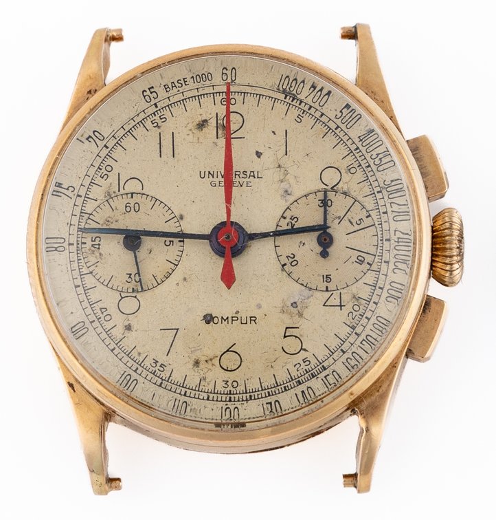 Lady's Universal Genève Compur Chronograph, ref 12106, manual wind in 18K