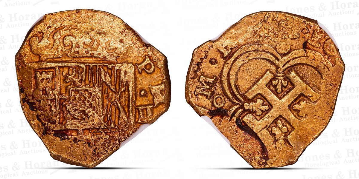 Spain: Philip III or IV Gold Cob 2 Escudos (1598 - 1665), NGC AU58