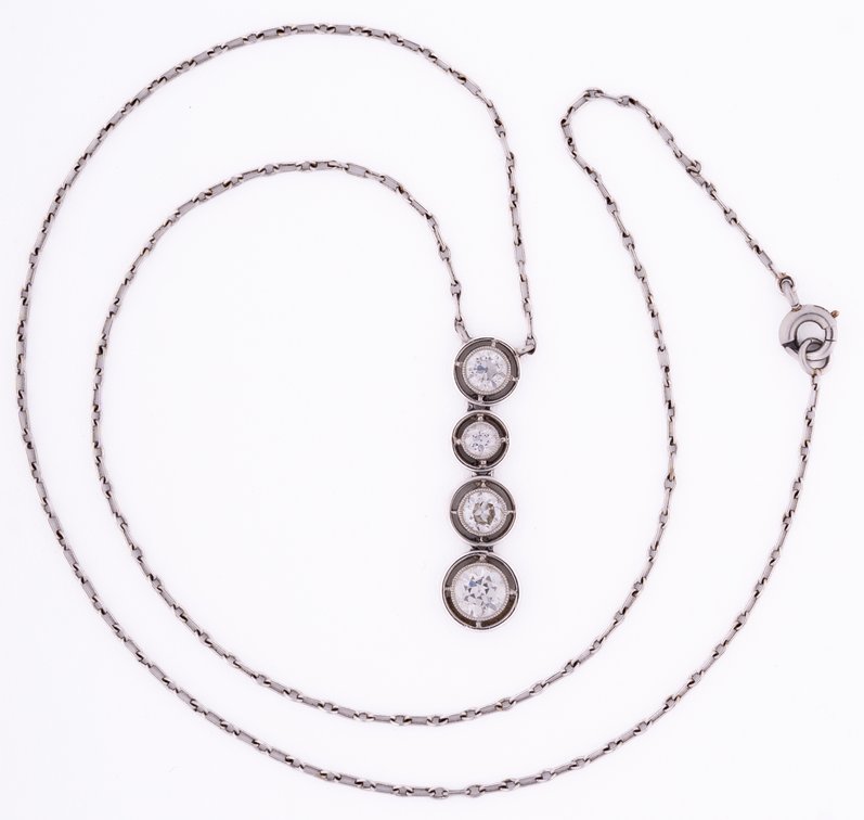 JE Caldwell & Co diamond drop pendant with chain in platinum