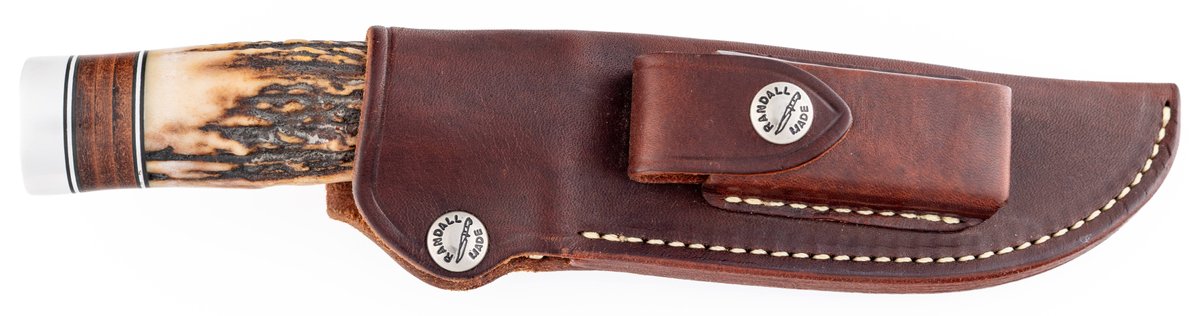 Randall Model 25-5, Trapper, fixed blade hunting knife w/matching leather sheath