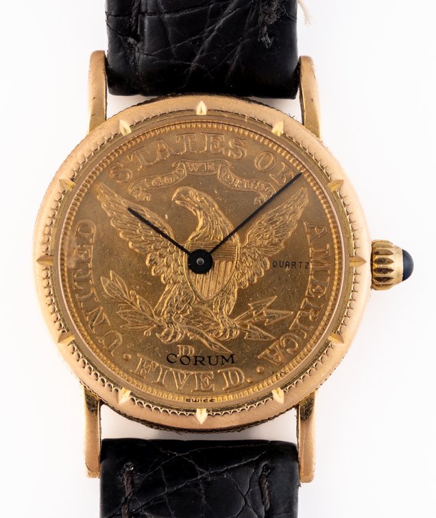 Lady's Corum US $5 gold-piece, quartz in 18K