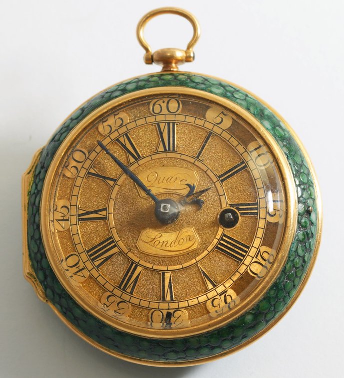 Daniel Quare, 20K gold verge fusee w/shagreen
