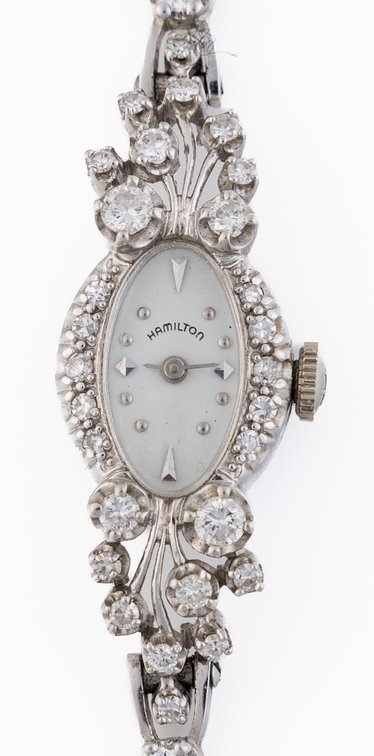Lady's Hamilton diamond cocktail watch, manual wind in 14K