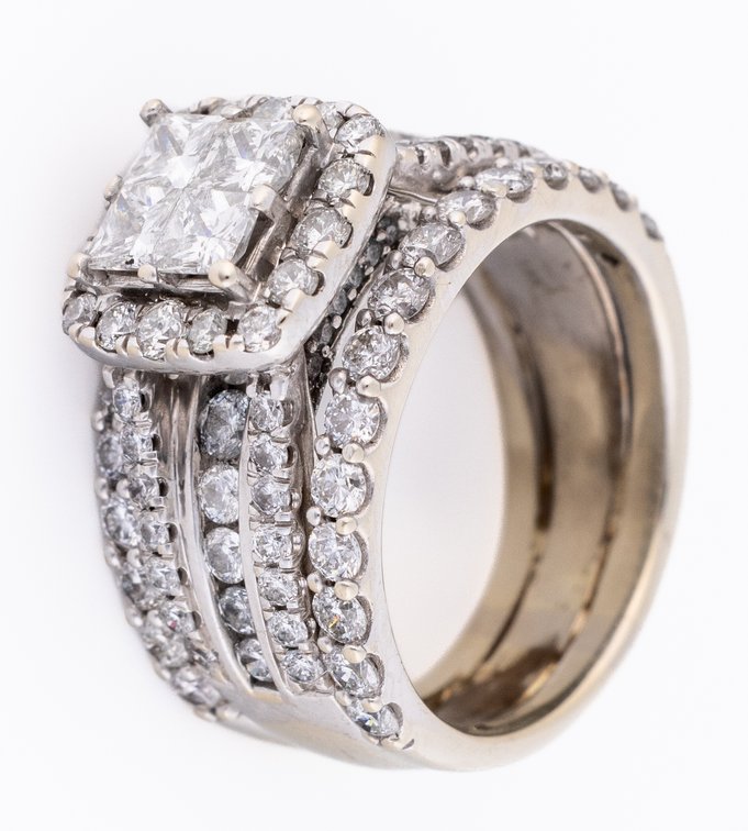 Diamond & 14K white gold cluster ring
