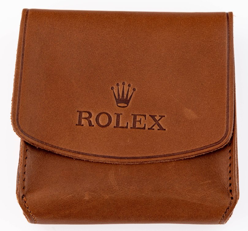 Rolex brown leather pouch w/box