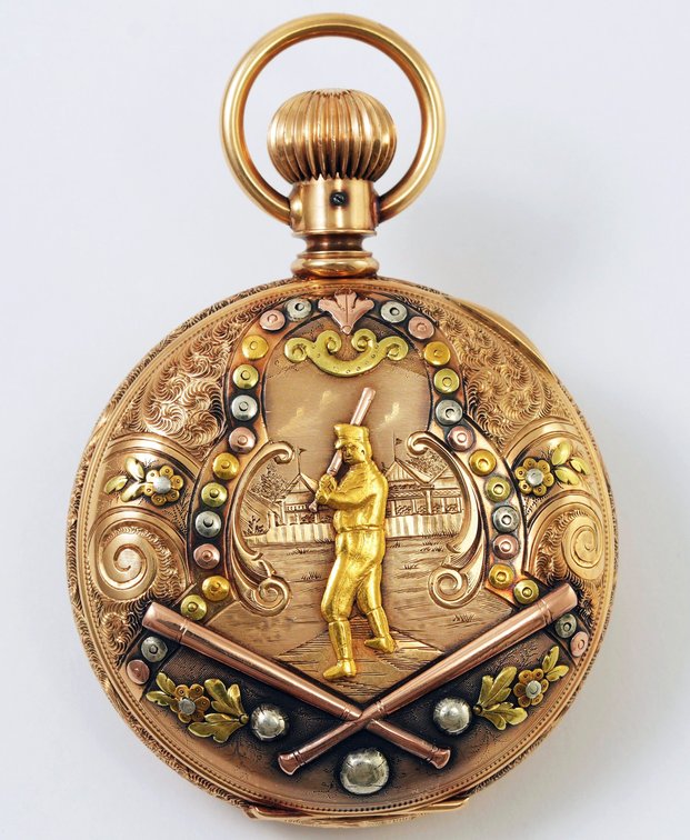 Hampden, extremely rare baseball motif 14K multicolor HC, 18S