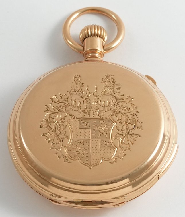 Patek Philippe, five-minute repeater w/chronograph, heavy 18K rose gold HC