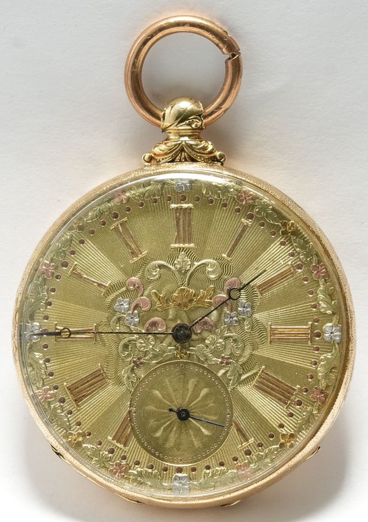 Hyde & Sons, 18K case w/attractive agrarian detail, 48mm