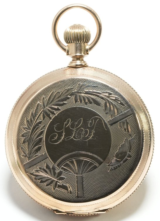 Elgin, Gail Bordon, 10S, 10K gold drum style HC pendant watch