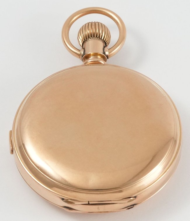 Swiss, chronograph, heavy 14K rose gold HC, 50mm