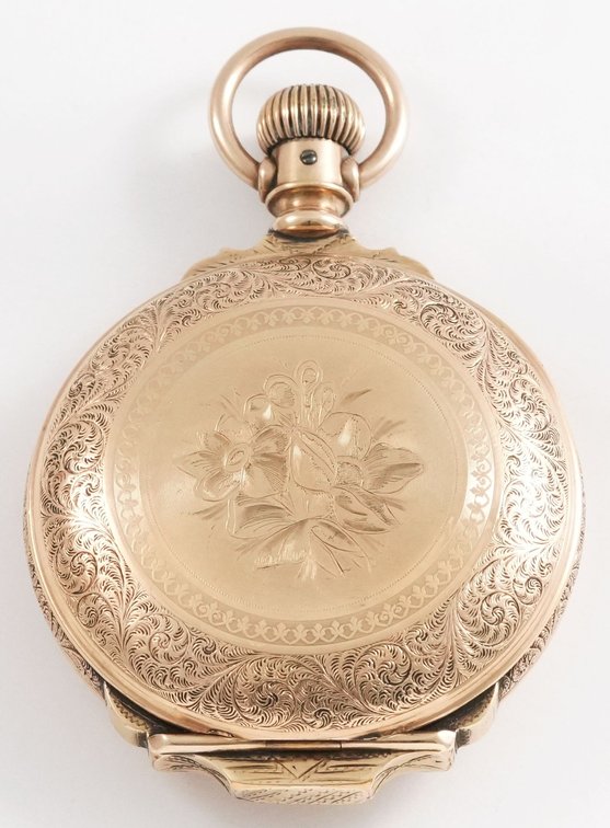 Elgin, 18S, gold-filled boxed HC w/attractive detail