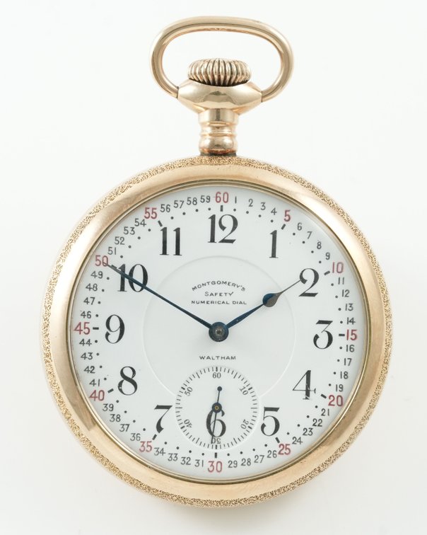 Waltham, Crescent St w/rare "Montgomery's Safety Numerical Dial," 21J, 18S