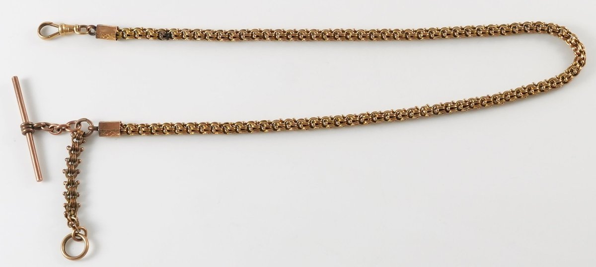 12K gold fancy link PW chain w/T-bar