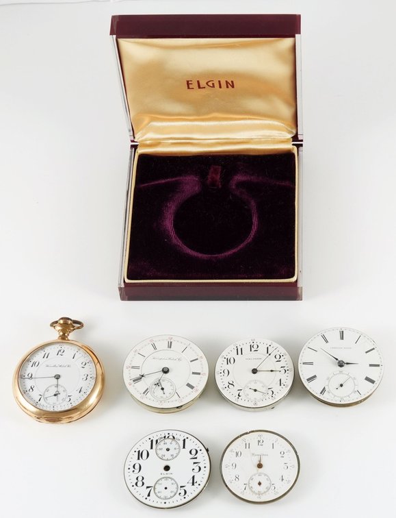 Lot (7) Horological assortment, includes PW, PW mvts, and more