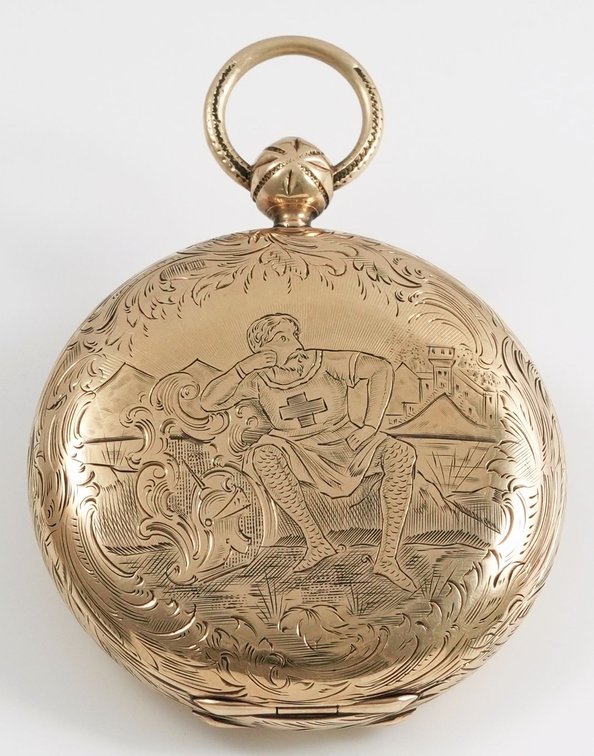 Siguet Freres, 12K HC w/unusual Knights Templar scene, 51mm