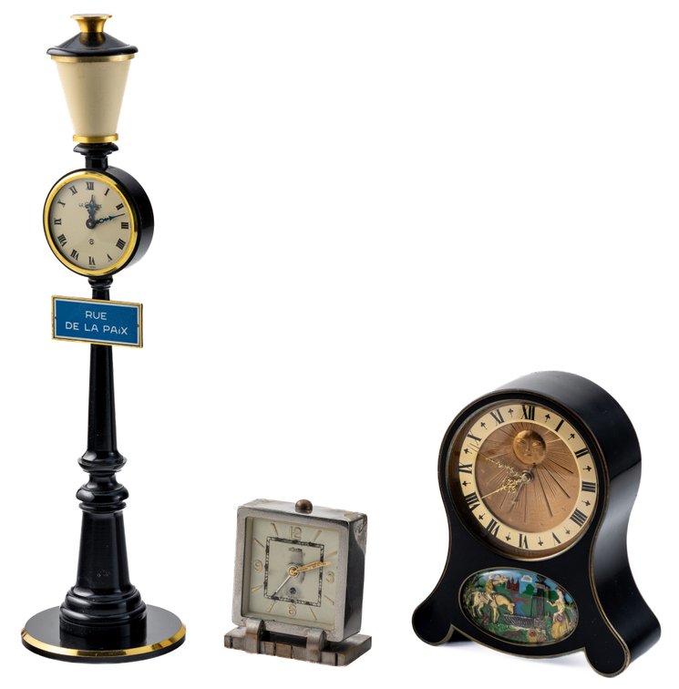 Lot (3) Swiss table clocks, two run