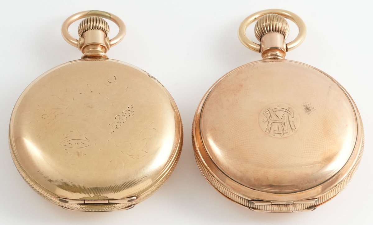 PW lot (2) Columbus, 18S, gold-filled HC, both run