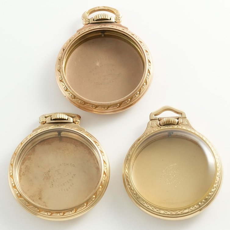 PW case lot (3) Hamilton 16S gold-filled cases
