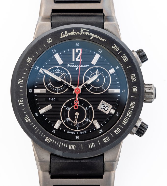 Salvatore Ferragamo Chronograph, quartz, titanium & ceramic