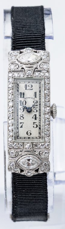 Lady's Tiffany & Co Art Deco diamond and platinum cocktail watch
