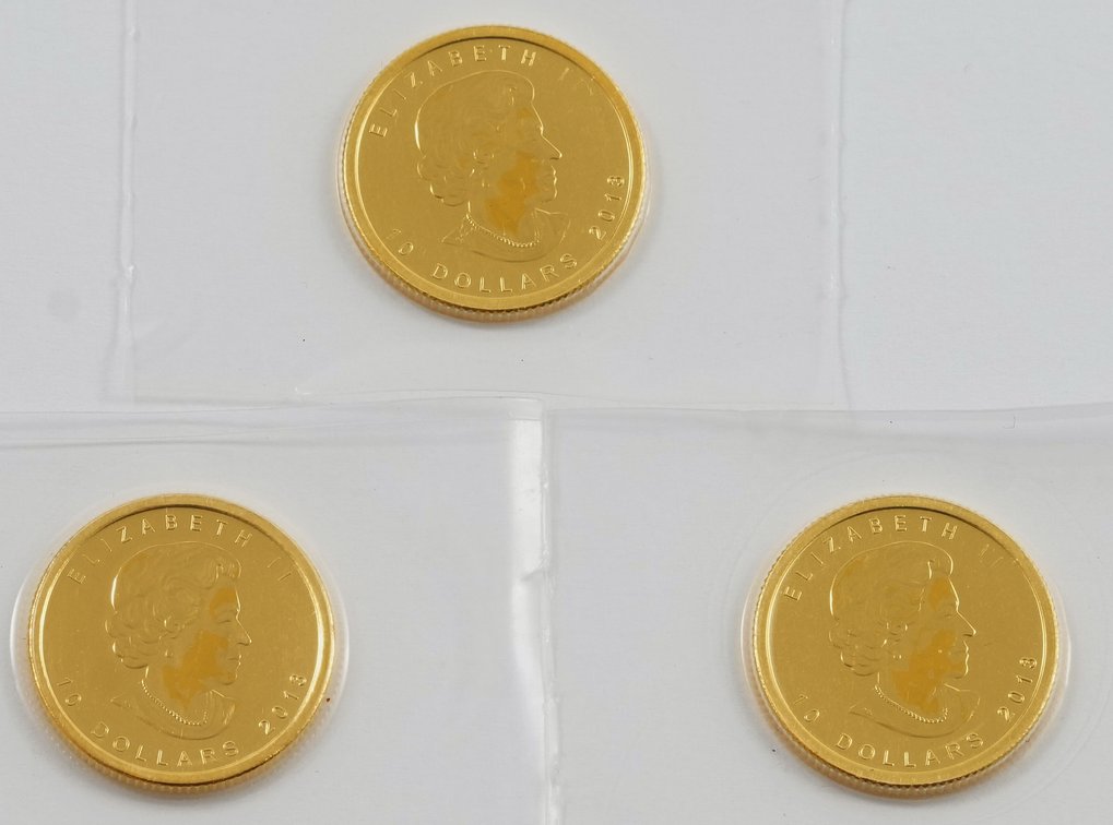 Canada coin lot (3) Three 1/4 oz Gold Polar Bears