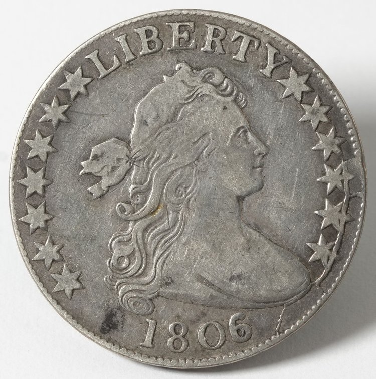 US Draped Bust half, 1806/5 O-104A, F w/possible old cleaning