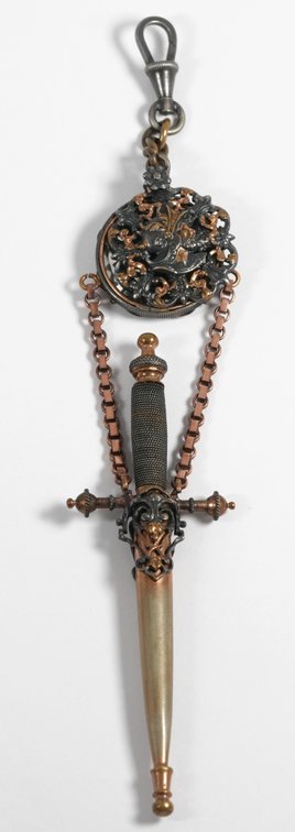 Dagger watch fob with small hidden mirror