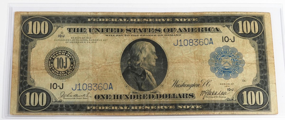 US $100 Note, FR-1120, Series 1914, VG